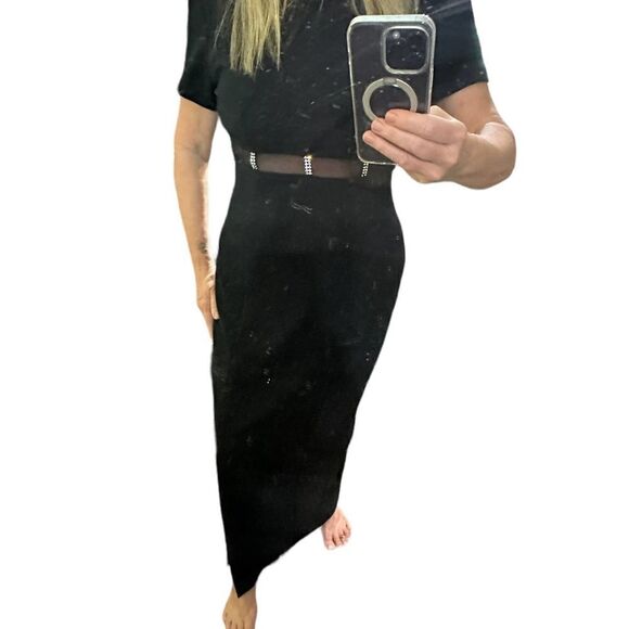 Vintage Betsy & Adam Black Maxi Formal Dress Size 13-14 - Picture 7 of 16